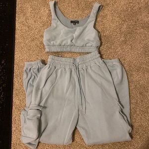 JLUXLABEL Set. Top size medium. Cargo joggers size small. Baby blue. Worn once